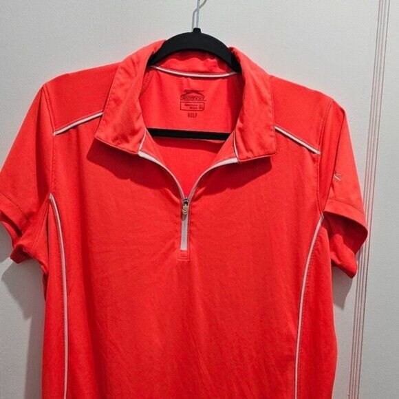 Slazenger Tops - Slazenger Women's Coral Golf Polo XL w/ White Accents & Zip Collar